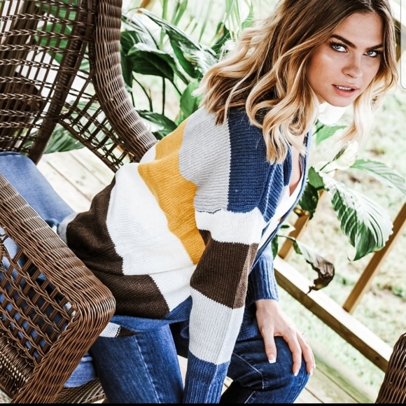 LAST 1! (S) Colorblock striped cardigan - Picture 2 of 5